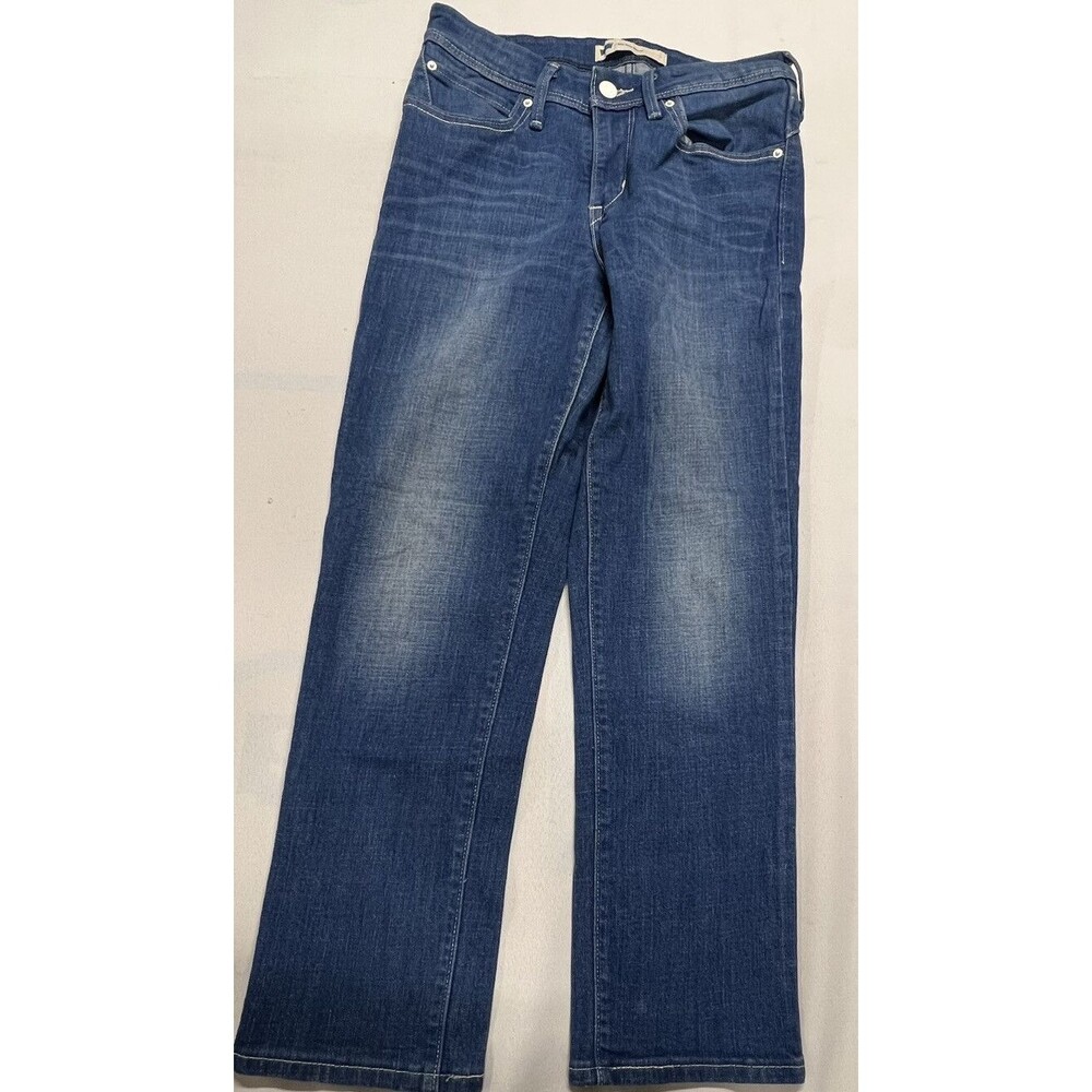 Levis Womens Size 6 Medium Wash Blue Denim Stretch Mid Rise Skinny Jeans Capris